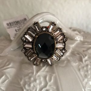 Chico's Black Center Stone Statement Ring Size 9